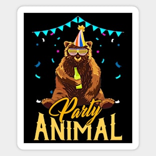 Party Animal Cute Bear in Party Hat Funny Birthday Magnet